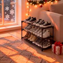 3-Tier Heavy Duty Thickened Shoe Rack, Space-Saving Storage Organizer For Men's Shoes, Strong Load-Bearing Entryway Shelf For Wardrobe & Bedroom, Ideal For Shoes & Decor, Perfect Holiday Gift - 黑色3層75cm - 查看 9