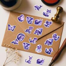50Pcs Purple Starry Sky Animal Decals - Magical Purple Creature Designs With Starry Skies, Waterproof Stickers For Scrapbooking, & DIY Crafts - 50Pcs - View 8