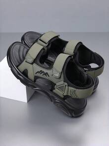 Men's Adjustable Strap Outdoor Hiking Sandals, Open Toe Non-Slip Wear-Resistant Thick Sole Lightweight Breathable Casual Athletic Footwear For Men Beach Camping Travel Daily Wear - 綠色 - 查看 2