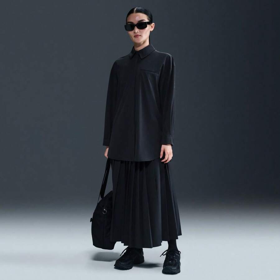 Nike 女士 AS W NK 24.7 DF LS 衬衫 WVN 夹克 梭织连帽外套 HQ0237-010 - 黑色 - 查看 1