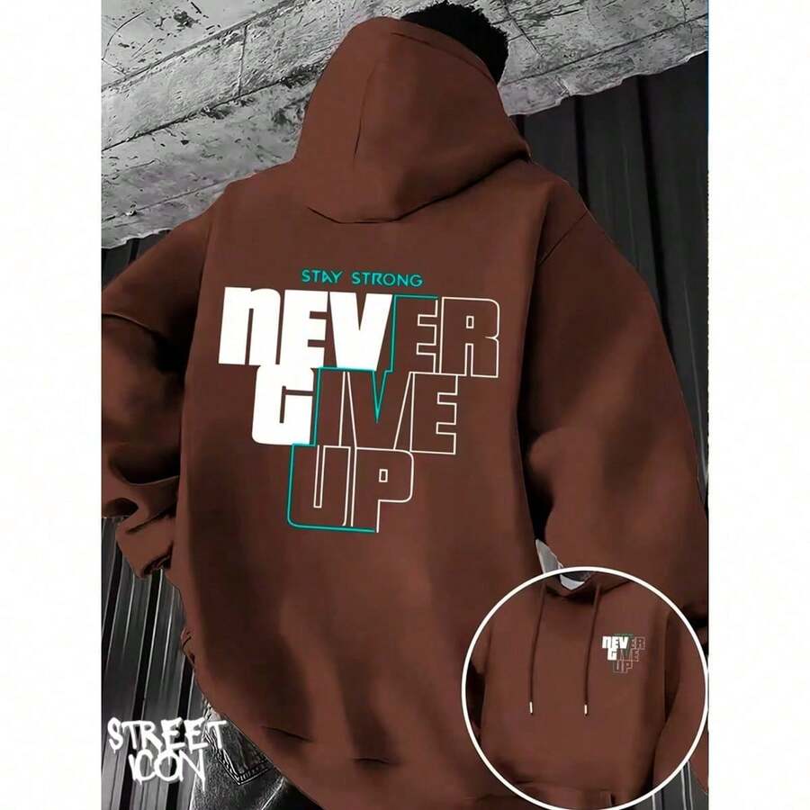 Comfortable Basic Sweatshirt For Everyday Wear Art Never Give Up Streetwear Urban Culture Street Fashion Street Graffiti Tagging Skater Skateboarding Unisex Men's Women's Sweatshirt 50% Cotton 50% Polyester Top Premium Streetwear New Release Immediate Shipping Various Colors!! - 鏽棕色 - 查看 1