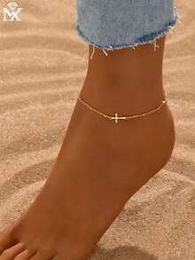 SYMFNY 1件925纯银极简十字脚链，男女皆宜，适合海滩度假风，日常百搭。 - 腳鍊 - 查看 3