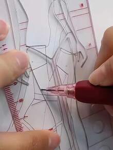 1件装时装设计尺，服装设计人体模板尺，设计技术工具，女装设计人体时尚动态图尺，草图模型效果图模板，创意透明亚克力尺，极简刻度塑料绘图尺 - 多色 - 查看 7