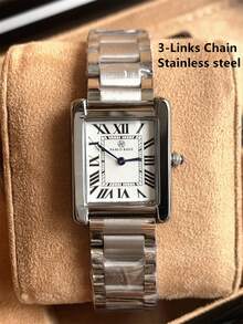 1 chiếc đồng hồ đeo tay nữ Pablo Raez thanh lịch, vỏ vuông bằng thép không gỉ màu bạc, mặt số La Mã, dây đeo bằng thép không gỉ với khóa bướm, chống nước 50M, máy thạch anh tự động, đồng hồ nữ cổ điển sang trọng cho cuộc sống hàng ngày, công sở, dự tiệc, làm quà tặng. - Bạc - Xem 15