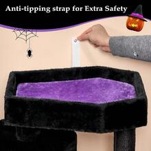 Cat Tree, Gothic Cat Tree With Coffin Bed, Cat House With Scratching Posts, Shelves For Kittens, Spider Toy, Black And Violet Small MMJ93Z - 黑紫色 - 查看 8