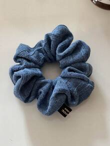 Nuevo scrunchie de punto, sujetador de moño a rayas vintage, accesorios para el cabello con estilo holgado para mujeres - Azul - Ver 5