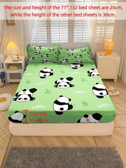 2/3PCS Bed Sheet Set, Cute Panda Pattern Bedding, Polyester Material, Digital Printing, Suitable For Boys, Girls, Bedrooms, Dormitories, Teenagers, Gifts. Includes 1 Bedsheet And 1/2 Pillowcase (Without Core).