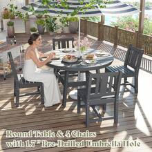 Juego de mesa y sillas de comedor para exterior de 5 piezas, juego de muebles de patio con orificio para sombrilla, juego de comedor para jardín y patio trasero. - Gris - Ver 4