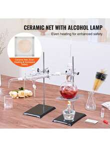Essential Oil Distillation Kit 500ml Distillation Apparatus 3.3 Boro Lab Glassware Distillation Kit With Alcohol Lamp Ceramic Mesh And 24 40 Joint 28 Pcs Set - White - View 5