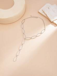 1pc Design O-Shape Tassel Collarbone Necklace, Metal Y-Shape Cross Chain Necklace, Suitable For Women To Wear At Banquets, Balls, Parties And Other Occasions - Y-shaped Cross Necklace - View 5