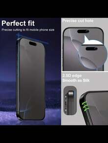 Shockproof Privacy 4pcs Full Coverage Matte Privacy Screen Protector Ceramic Film Compatible With Iphone 17 Pro Max/17 Air/16 Pro Max/16e/15 Pro Max/15 Plus/14 Pro Max/13 Mini/12 Mini/11 Pro Max/XS Max Series Anti-Print Anti-Fingerprint Upgraded Edge Protection Anti-Scratch Easy Installation Bubble-Free Perfect Compatible With Phone Cases Spring Gift Birthday - Black - View 6
