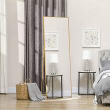 Caluself Standing Mirror, Full-Length Mirror, Rectangular, For Bedroom, Living Room Or Dressing Room (Black, Gold) - 金色1件 - 查看 3