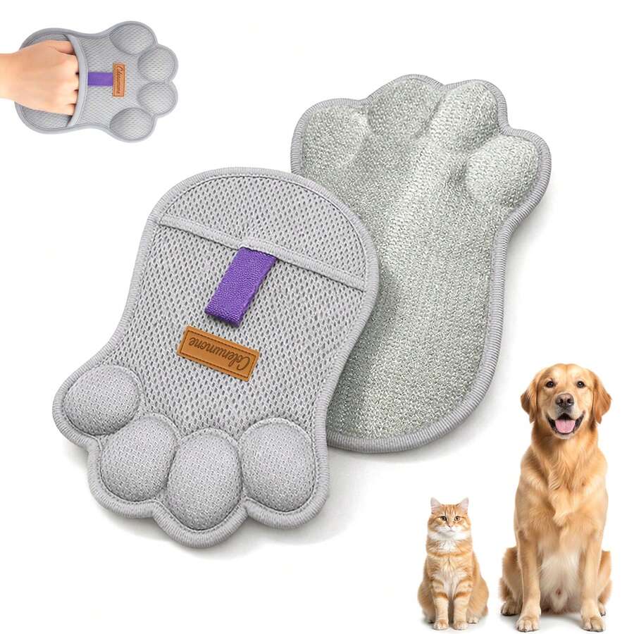 Pet Cat Deshedding Grooming Glove, Cute Cat Paw Shaped Fur Remover Brush, Dog Hair Cleaning Tool, Pet Supplies - Multicolor - View 1
