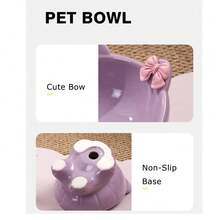 带蝴蝶结的陶瓷猫粮碗，可爱小猫碗，防呕吐，缓解胡须疲劳 - 180毫升 - 查看 9