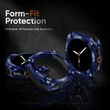 Ốp lưng kim loại 2 trong 1 cho Galaxy Watch 8 44mm, phụ kiện ốp bảo vệ khắc laser, mặt trước bằng nhựa PC cứng chống sốc cho Galaxy Watch Galaxy Watch Ultra 2025/2024 47mm, nâng cấp lên kiểu dáng cổ điển của Galaxy Watch 8. - Đen Cam - Xem 2