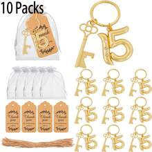 10pcs Gold-Color Bottle Openers, Suitable As 15th, 25th, 50th, 60th, 70th, 80th Birthday Gifts, Anniversary Gifts, Wedding Favors And Gifts, Valentine's Day Gifts, Kitchen And Bar Supplies, Party Favors - Gold - View 11