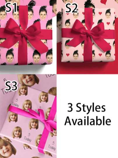 Giấy gói quà in ảnh khuôn mặt ngộ nghĩnh cá nhân hóa, giấy gói quà in hình khuôn mặt theo yêu cầu, nhiều màu sắc, giấy gói quà sinh nhật, kỷ niệm, cuộn giấy gói quà in ảnh của bạn.