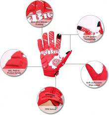 Guantes de ciclismo de esqueleto para motocicleta, guantes acolchados de montaña, para hombres y mujeres, resistencia al aire última intervensión, para ciclismo, escalada, senderismo, guantes de dedo completo. - Rojo - Ver 4