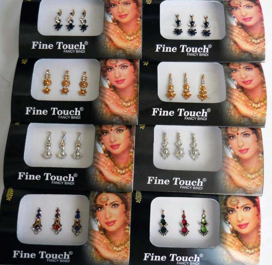 8 Bindi Pack - 24 Combo Bindi Stickers, Multicolored, Silver, Gold, Black - trắng - Xem 1