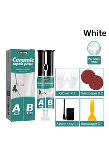 陶瓷砖修补AB胶套装，金属陶瓷砖裂缝填充密封剂AB胶，环氧树脂AB胶防水耐高温多用途金属裂缝修补胶 - 彩色 - 查看 6