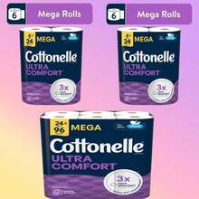 Cottonelle Ultra Comfort Toilet Paper | 6 Mega Rolls, 2-Ply, Plush & Highly Absorbent - 1 - 查看 10