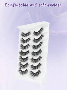 7对仿貂毛假睫毛，5D蓬松凌乱卷翘，动漫湿润睫毛嫁接，美妆时尚长浓密自然卷翘湿润假睫毛，返校必备化妆工具 - 濃密款 - 查看 2