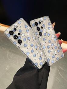 Flower 1pc Floral Pattern Cushion Transparent Anti-Drop Phone Case, TPU Material Suitable As Holiday Gift, Unisex, Compatible With Samsung Galaxy S25/S25 Plus/S25 Ultra/S24 Ultra/S24/S23 Ultra/S23/S22 Ultra/S22/A73 5G - Clear - View 8