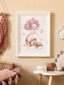 3 Tranh treo tường in theo yêu cầu, tên cá nhân hóa, hình gấu ngủ, nơ, sao hồng, mây, trăng, khinh khí cầu, trang trí phòng bé gái, phòng ngủ, căn hộ, quà sinh nhật cá nhân hóa cho bé gái, bạn bè, gia đình, trang trí nhà cửa phòng khách, bộ sưu tập 2026. - Hồng - Xem 7