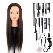 Mannequin Head With Long Synthetic Fiber Styling Training Head 24inch Manikin Cosmetology Doll Head Hairdressing Training Model For Cutting Braiding Practice And Free Clamp Holder - Multicolor - View 7