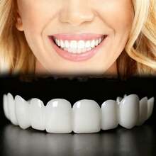2pcs/Set Soft White Comfortable Tooth Veneers, Smile Dental Covers, Includes Upper And Lower Rows, Unisex Easy To Wear Tooth Concealing Solution, Boost Confidence, Temporary Cosmetic Tooth Covers, Universal Tooth Defect Repair Veneers - White - View 1