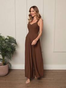 Casual Jumpsuit In Super Comfortable Marrant Fabric. - 鏽棕色 - 查看 4