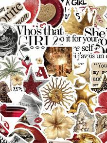 50张Y2K美学贴纸，包括都市女孩贴纸、Y2K风格黑白贴纸、都市贴纸、豹纹贴纸、艺术贴纸、卡通贴纸、涂鸦贴纸、乙烯基贴纸，适用于水瓶、保温杯、吉他、行李箱、手机、手机壳、笔记本电脑、滑板，是绝佳的礼品。 - 多色F - 查看 1