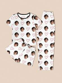 Printstory Customized 3-Piece Women's Pajama Set, Customizable With Any Pattern, Suitable As A Personalized Gift For Family, Friends Or Holiday Parties - White - View 3