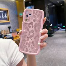 1pc Pink Leopard Print Shockproof Wavy Phone Case, UV Printed For Galaxy/Infinix/Redmi/OPPO/VIVO/MOTO/Realme Android Models - Pink - View 5