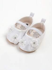 Infant Girls Mary Jane Flats - Infant Newborn Walking Shoes Soft Rubber Sole Princess Wedding - White - View 14