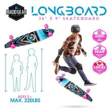 36" Maple Pintail Longboard Complete Skateboard, 8-Ply Deck With Alloy Trucks & 62mm Wheels, Pre-Assembled Cruiser Board - 彩色 - 查看 5