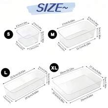 1/4/6/8/9pcs Transparent Plastic Drawer Makeup Organizer Set, Vanity Desk Storage Box, Jewelry & Small Tools Organizer For Kitchen, Bedroom, Bathroom, Office, Party Desk Decor - Clear - View 9