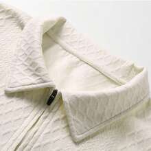 Conjunto deportivo casual para hombre, top de media cremallera de unicolor y pantalones cortos hasta la rodilla, para verano - Blanco - Ver 4