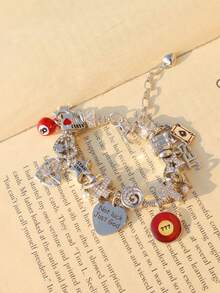 1条幸运数字777手链，1条心形十字架手链，1条耶稣宗教十字架手链，1条幸运8号球手链，1条漩涡星形手链 - 銀色 - 查看 6