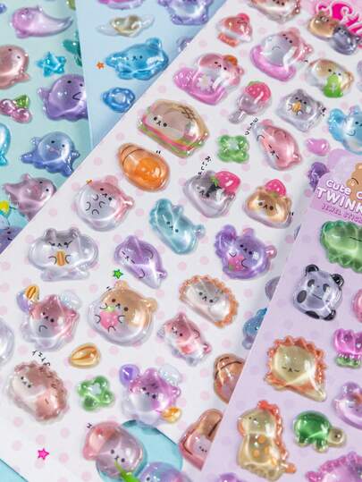 3D Cute Animal Ghost Panda Stickers - Cartoon Fun Waterproof Stickers, Shiny Reusable, Suitable For Decorating Albums, Planners, Diaries, Notebooks, Laptops, Phone Cases