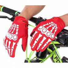 Guantes de ciclismo de esqueleto para motocicleta, guantes acolchados de montaña, para hombres y mujeres, resistencia al aire última intervensión, para ciclismo, escalada, senderismo, guantes de dedo completo. - Rojo - Ver 9