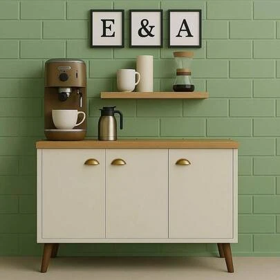 Aparador Buffet E&A 3 Portas com Pés Retro Cantinho Do Café