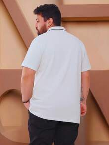 High-Quality 100% Cotton Polo Shirt, Basic Men's T-Shirt, Plus Size Model, All Year Round, Polo Shirt, Plus Size. - trắng - Xem 4