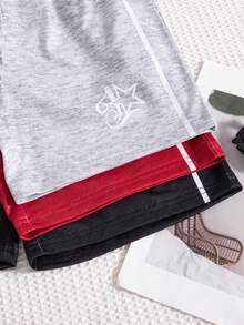 Conjunto de 3 piezas/Paquete de combinación múltiple para salidas casuales diarias de niños, pantalones cortos rectos con estampado de letras elegante para primavera y verano. - Multicolor - Ver 6