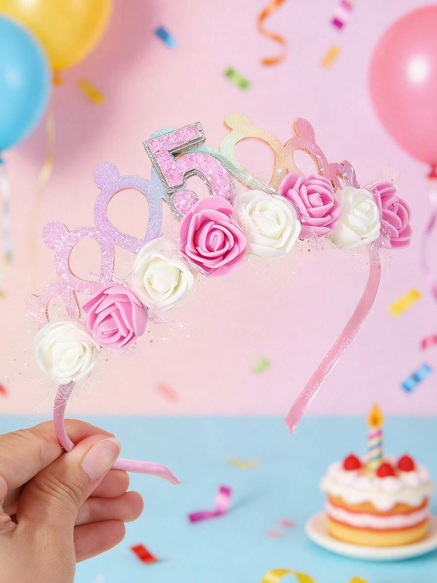 1个1-9数字生日发箍,粉色闪光花冠,甜美发饰,适合女孩和青少年公主生日派对礼物。关注我们的店铺,获取最新款式,下次购物可享20%折扣。DZBB - 彩色 - 查看 1