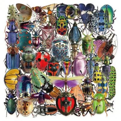 30pcs Insect Beetle Creative Stickers, Realistic PET High Definition Graphic Material, Waterproof Decorative Desktop Stickers