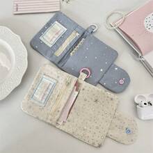 Minimalist Design Star Sequin Card Holder, Wallet Zipper Card Case ID Card Student Card Coin Purse - Multicolor - View 7