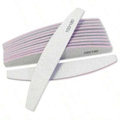 100/180 Grit Half-Moon Nail File, Double-Sided Sandpaper Nail Polishing Grinding Gel Nail Polish Manicure Tool