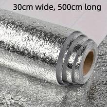 1 Roll Kitchen Backsplash Wallpaper - Aluminum Foil Non-Stick Waterproof Silver Wallpaper, Suitable For Cabinets And Stoves - 30x300cm/30x500cm, Easy To Install And Clean, Modern Decorative Solution - Silver - View 12
