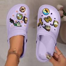 Sandale casual noi pentru femei, pentru primăvară și vară, accesorii drăguțe lucrate manual, saboți, papuci de vară multicolori, opționali, respirabili și confortabili, cu talpă moale, esențiali pentru plajă și vacanțe în aer liber, potriviți pentru toate anotimpurile - Violet - Vizualizare 6